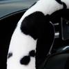 Universal Plush Steering Wheel Cover - Warm & Soft Cow Design for Car Interior (Fashion Accessory)