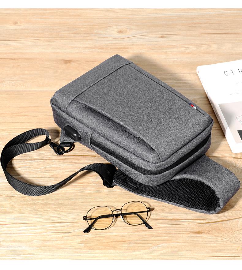 Men's Waterproof Oxford Crossbody Chest Bag - Casual Sling Bag with Large Capacity