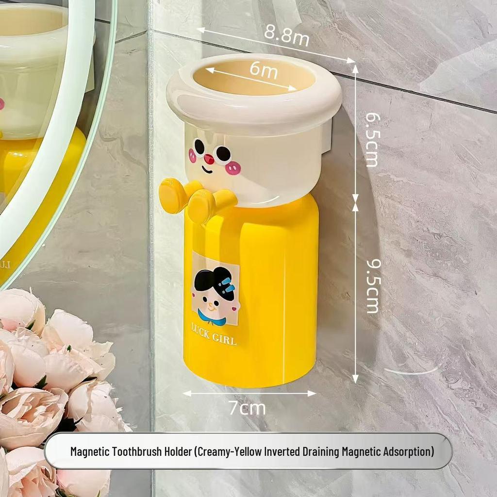 Magnetic Toothbrush Holder & Inverted Draining Cup Set