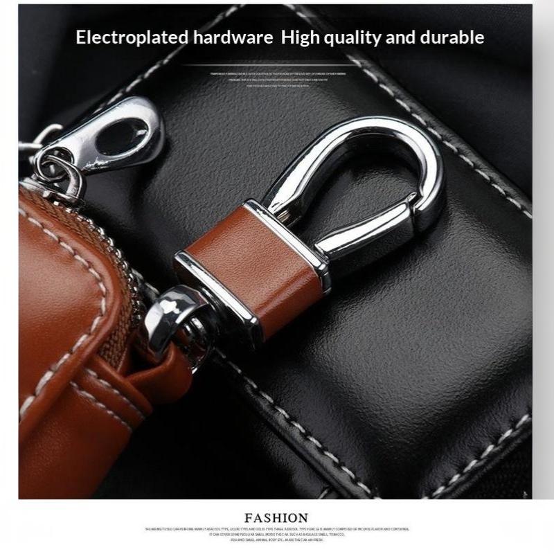 Eco-friendly Leather Keychain Pouch Zipper Closure Fashion Portable Key Wallet Holder Ideal Gift for Men Women Drivers