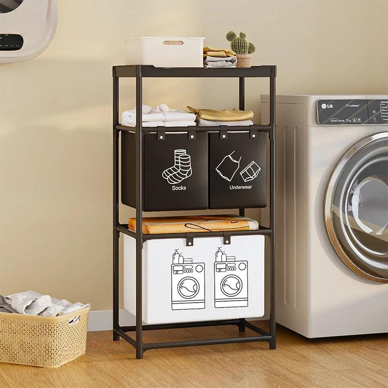 Foldable Dirty Clothe Basket Carbon Steel Anticorrosive Antirust Balcony Storage Rack Moisture-proof Clothing Storage Basket
