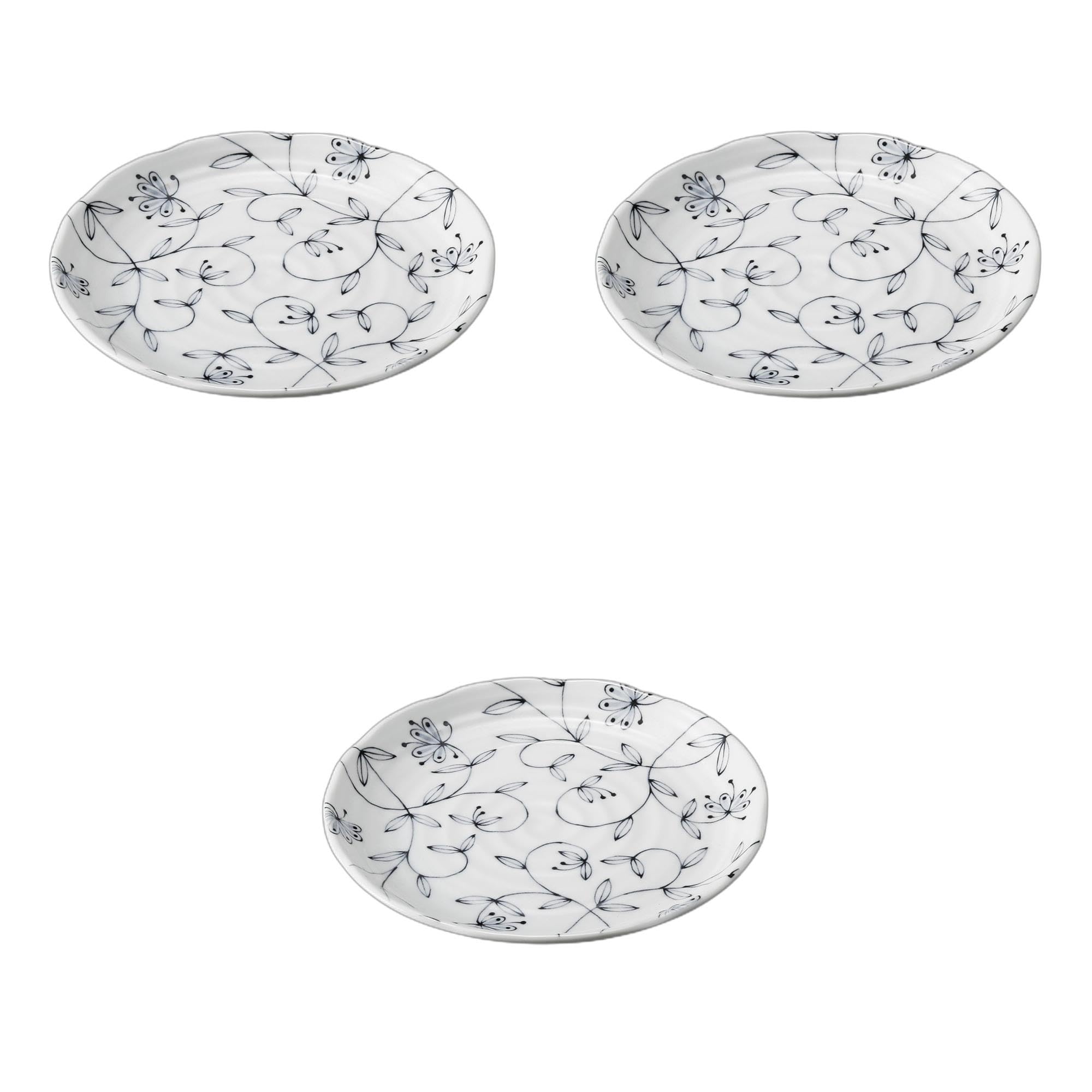 

Set of 3 Yume no Hana Blue Plates x Medium Ceramic Plates by Setomonohonpo 7.0 [21.4 2.7 cm]