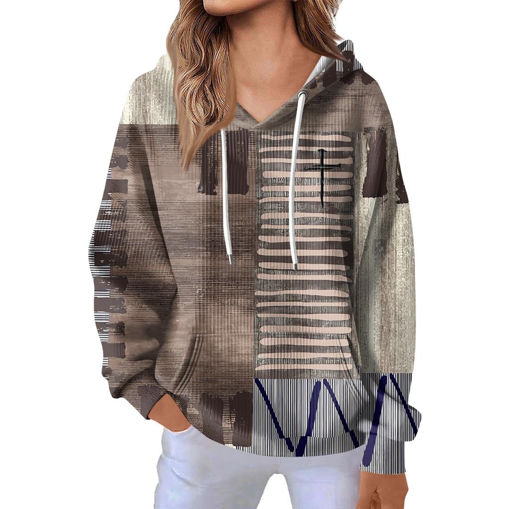 Women's Fashion Casual Long Sleeve Solid Color Hooded Sweatshirt Tops