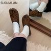 Fashion SUOJIALUN 2024 New Brand Women Flat Shoes Fashion Split Toe Slip On Ladies Elegant Loafer Shoes Soft Flat Heel Boat Shoes