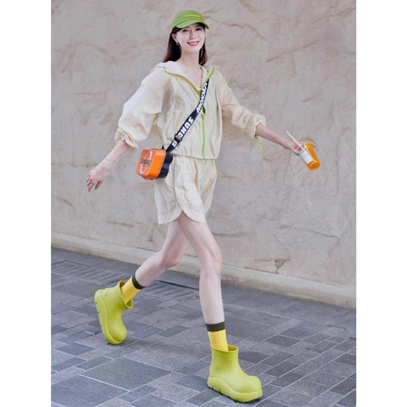 

Ozhouzhan Blazer Set Women Summer Fashion Western Style Thin Quick-Drying Sun Protection Clothing Shorts Running Two-piece Set Apricot Suit L