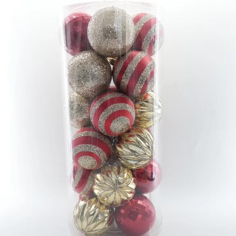 Christmas Decoration 8cm Plastic Balls Party Hanging Ornaments Classic Bucket Set Electroplated Spheres Holiday Decor