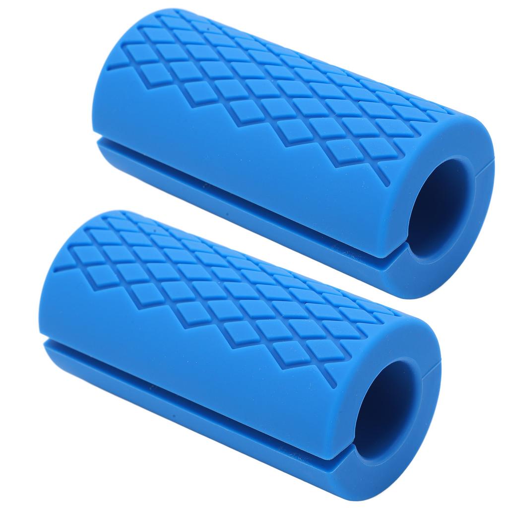 1 Pair Thick Barbell Grips Thick Anti Slip Gym Weight Bar Grips for Weightlifting Fitness Exercise for Muscle Builder Blue