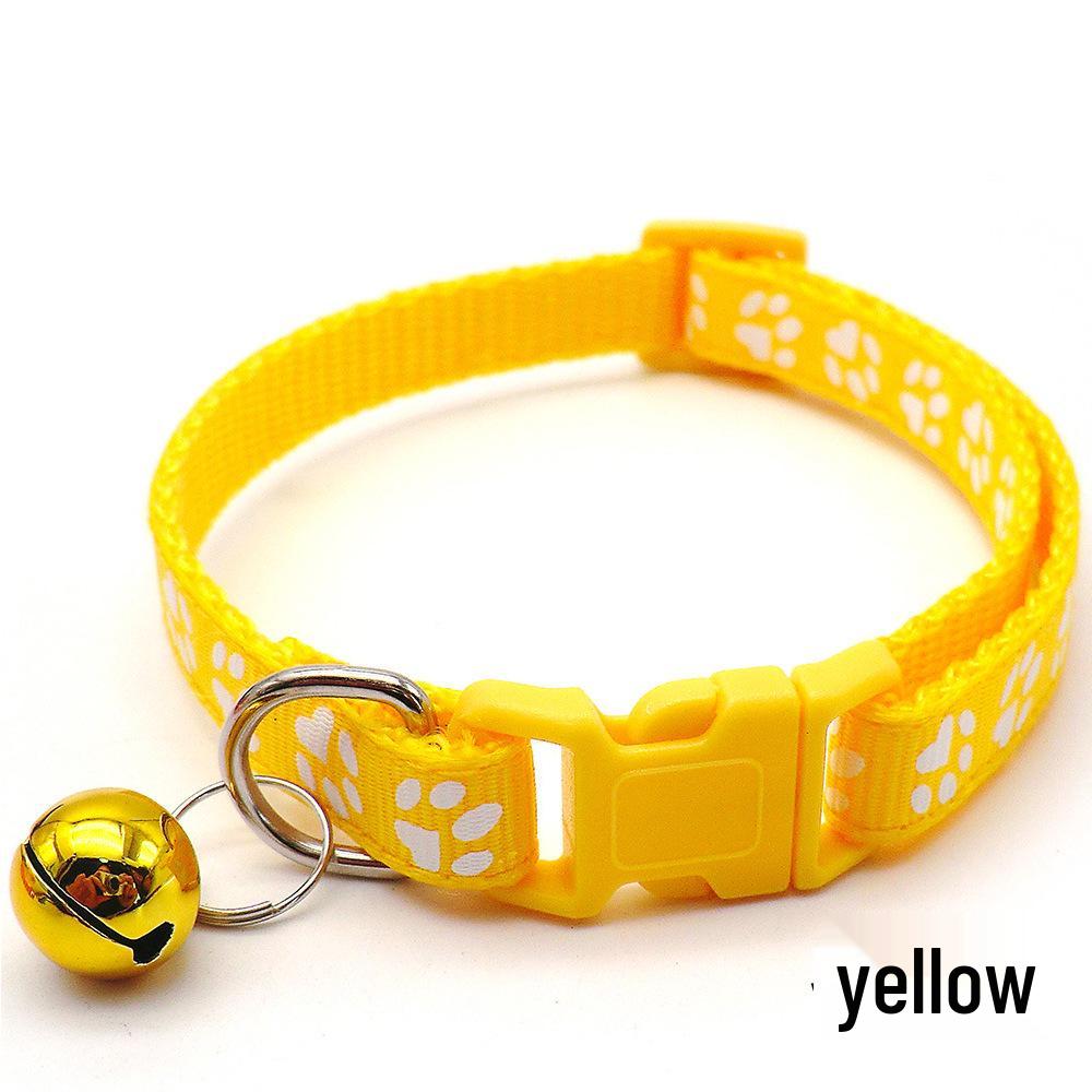 Adjustable Safety Pet Collar with Bell and Dog Paw Pattern for Cats & Dogs