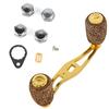 Ongwan Reel Handle, Double Handle, 85mm, Wooden Knob, Metal Frame, with Replacement Fittings, for Casting and Spinning Reels (Gold)