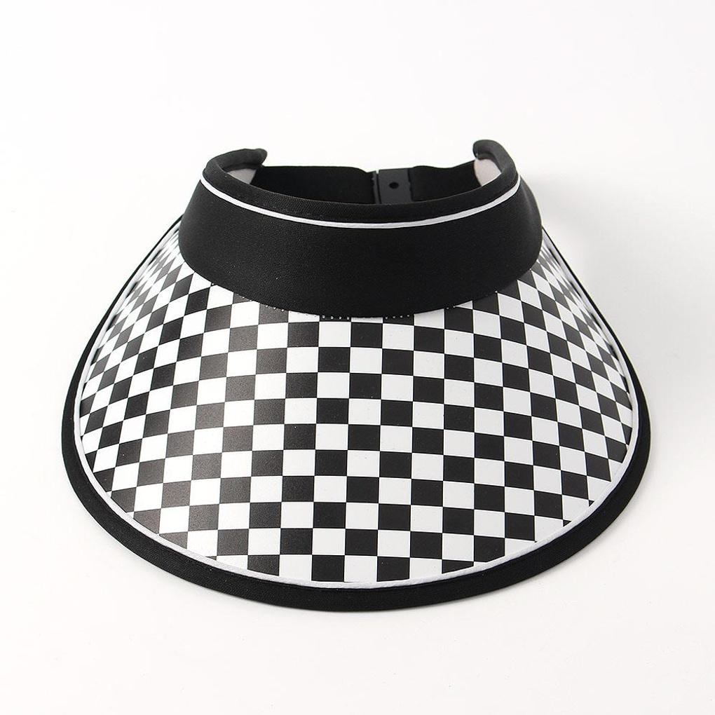 Checkered Sun Cap (Black) UV Protection Summer Hat