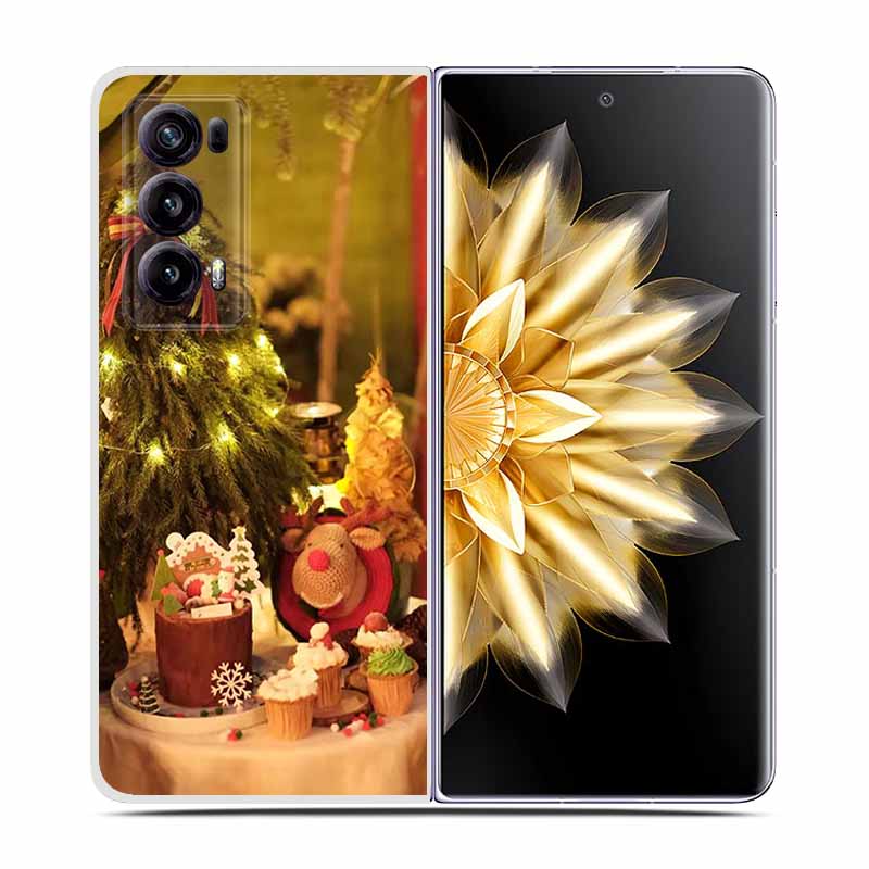 For Honor Magic V2 Case VER-AN1 Christmas Cute Clear Hard Plastic PC Back Cover For Huawei Honor Magic V2 5G Coques Cartoon Bags