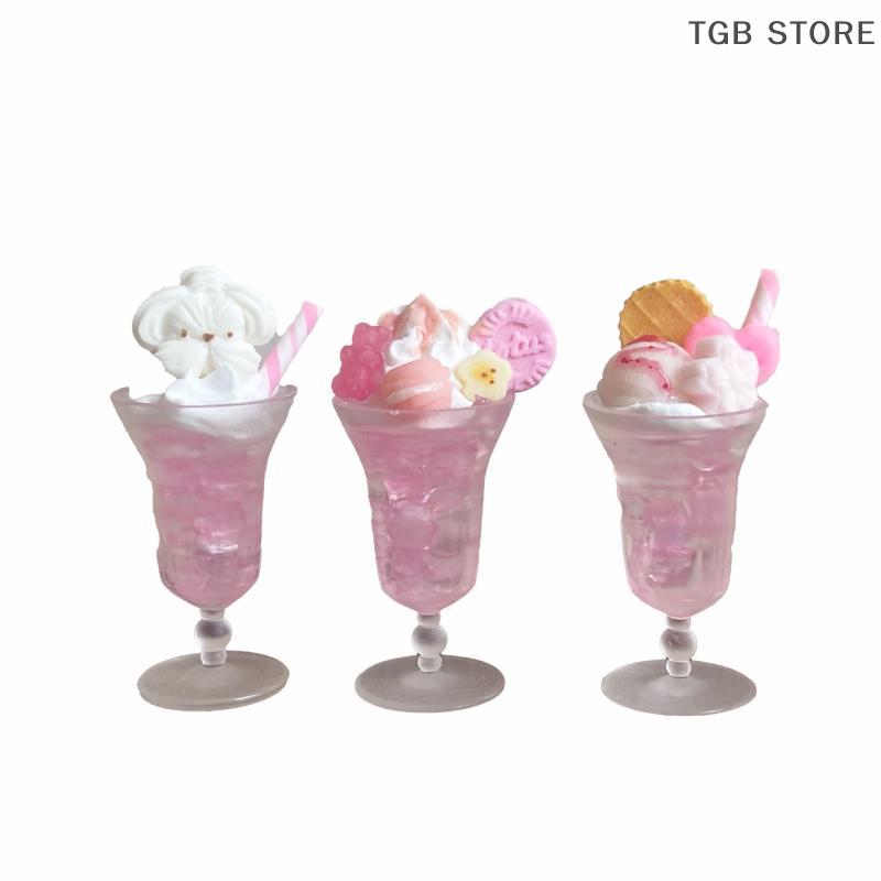 1Pcs Miniature Pink Ice Cream Cup Drink Model Food Toy For Doll Accessories Doll House Decoration Kids Gift