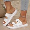 Women's Slippers 2025 Summer New Women Sandals Metal Buckle Flat Sandals for Women Casual Beach Slippers Designer Slides