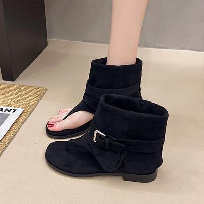Roman Cool Boots, Sleeves, Trousers, Short Boots, Flat Bottom Stacking Boots for Women's Outer Wear 2025 Summer New French Toe Cold Boots