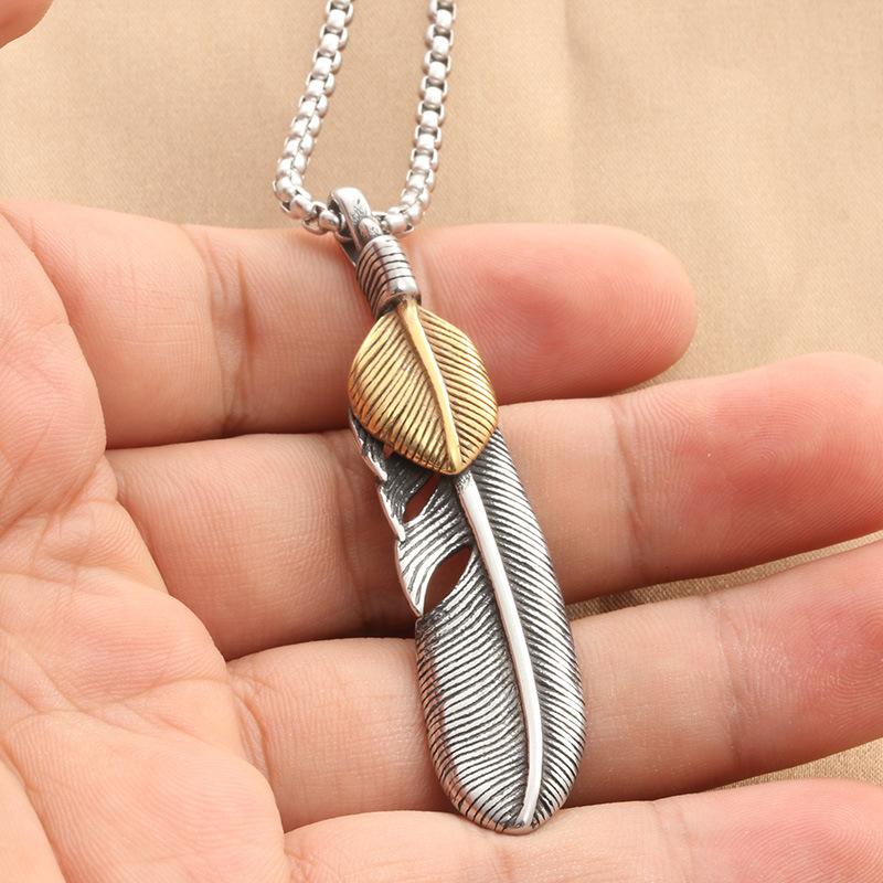 European and American Animal Eagle Feather Pendant Personalized Punk Retro Trendy Men Feather Pendant