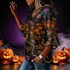 Women's Casual Loose Fit Halloween Print Lace Sleeve Blouse Top