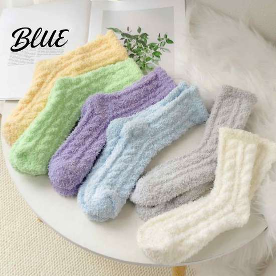 Cozy Pajama Socks Thickened Plush for Women Thermal Sleep Socks Coral Fleece Warm Cute Macaron Color Soft House Floor Winter Autumn Cold Weather Non
