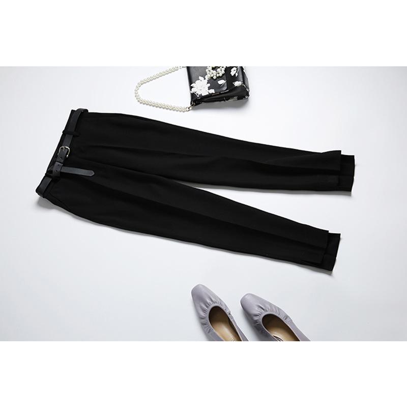 Women's Off-White High-Waist Slim Cigarette Pants - Light, Straight, Casual Spring Style