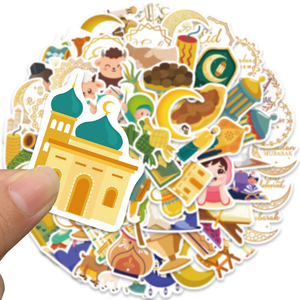 70Pcs Eid Mubarak Stickers Stickers Islamic Party Aesthetic Waterproof Decorative Bottle Bag Gift Box Label Children'S Stickers