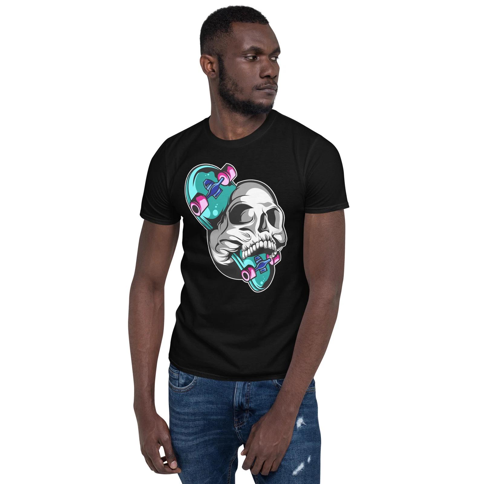 SKATE BOARD AND SKULL AWESOME Short-Sleeve Unisex GRAPHIC T-Shirt M