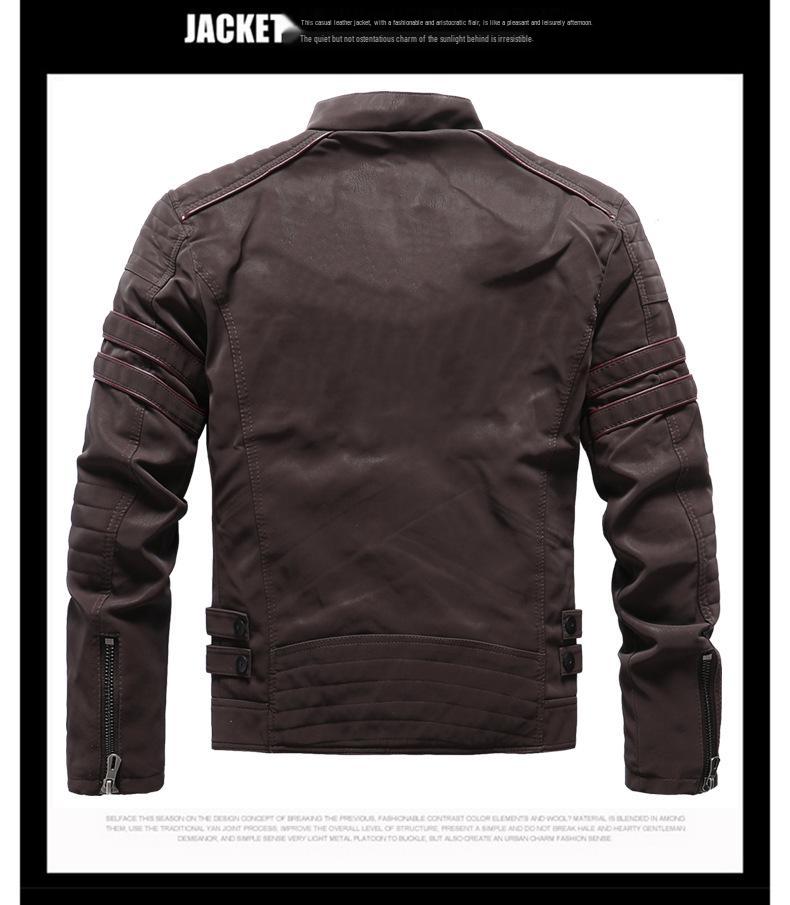 Men's Slim Fit Frosted Leather PU Motorcycle Jacket - Stylish Autumn & Winter Wear