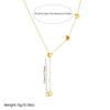Gold Plated 3D Heart Y-Shaped Lariat Necklace, Stainless Steel Dainty Station Chain Choker, Waterproof Minimalist Jewelry for Women Gift