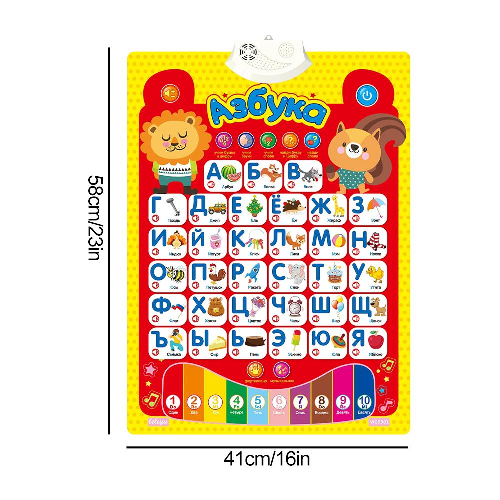 Russian Electronic Interactive Alphabet Wall Chart Talking ABC 123s Music Learning Poster for Kids Roll Learning Pronunciation