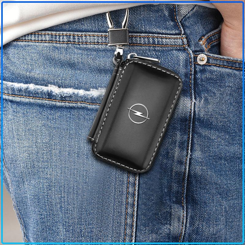 Leather Car Key Case Keychain Zipper Key Case Bag Accessories For Opel Astra H G Corsa Insignia Astra Antara Meriva Zafira Interior