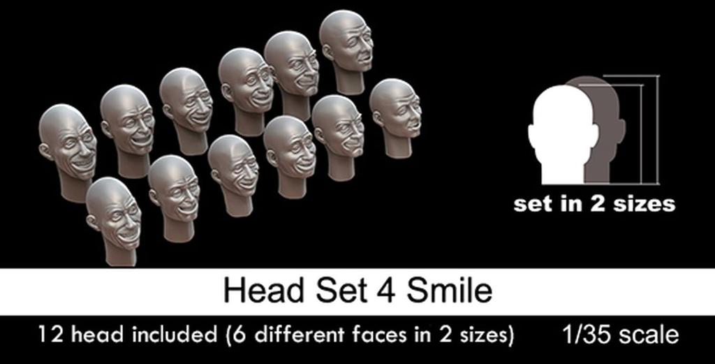 Mantis Miniature Headset 4 Laughing Expressions 6 Types 2 Sizes 12 Pieces Resin Kit MAC48 1/35 General-purpose