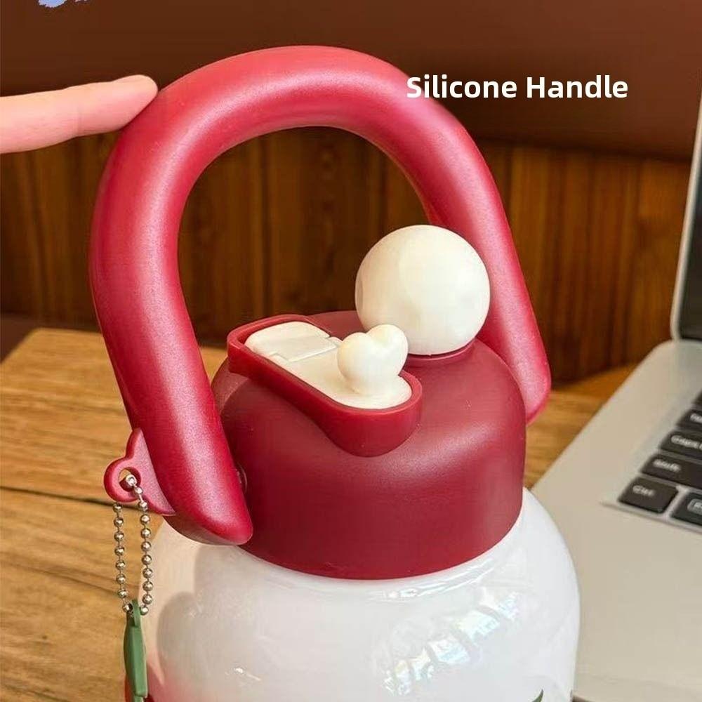 Large Capacity Straw  Water Bottle Cherry Bowknot Plastic Sippy Cup  Home/School