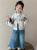 Korean Style Girls' Embroidered Bow Baseball Jacket - Spring/Autumn 2025 Trendy Baby Outerwear