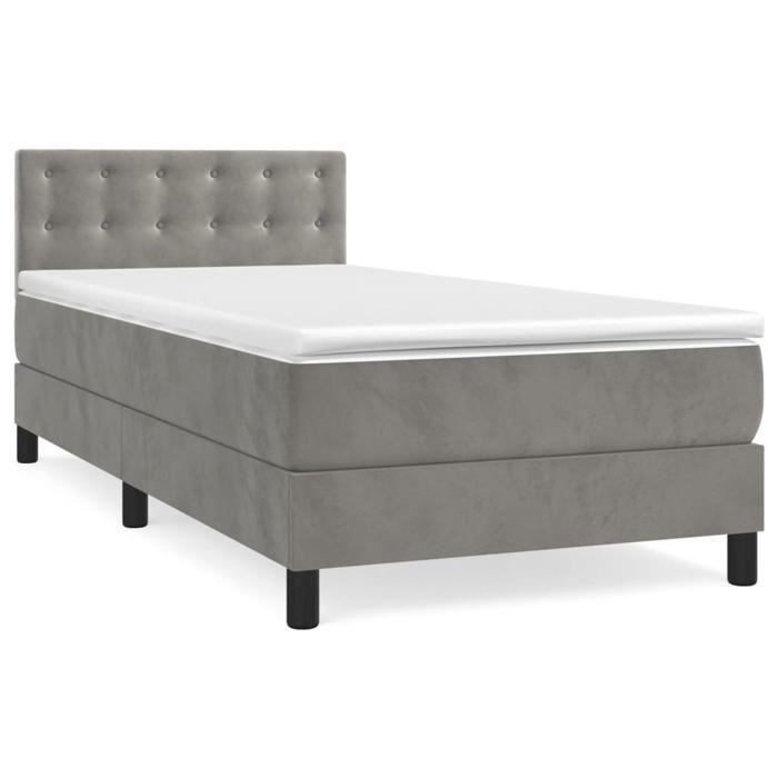 Maison Exclusive - Rete a doghe per letto e materasso Grigio chiaro 80x200 cm Velluto