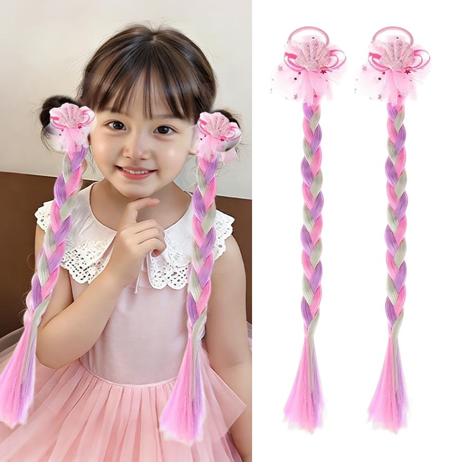 1/2pcs Cute Curly Hair Bowtie Wig Girls Hairpins Ombre Color Headwear Hair Clips for Princess Dress Up Birthday Gift Party Favor