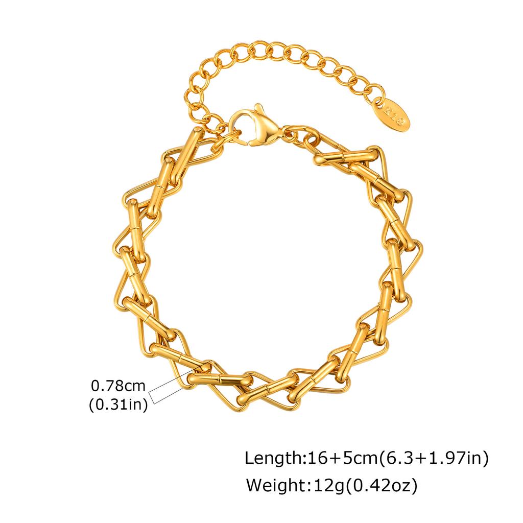 Chunky Stainless Steel Chain Bracelet For Women, Gold Plated Stackable Link Bracelet Wristband, Waterproof Jewelry