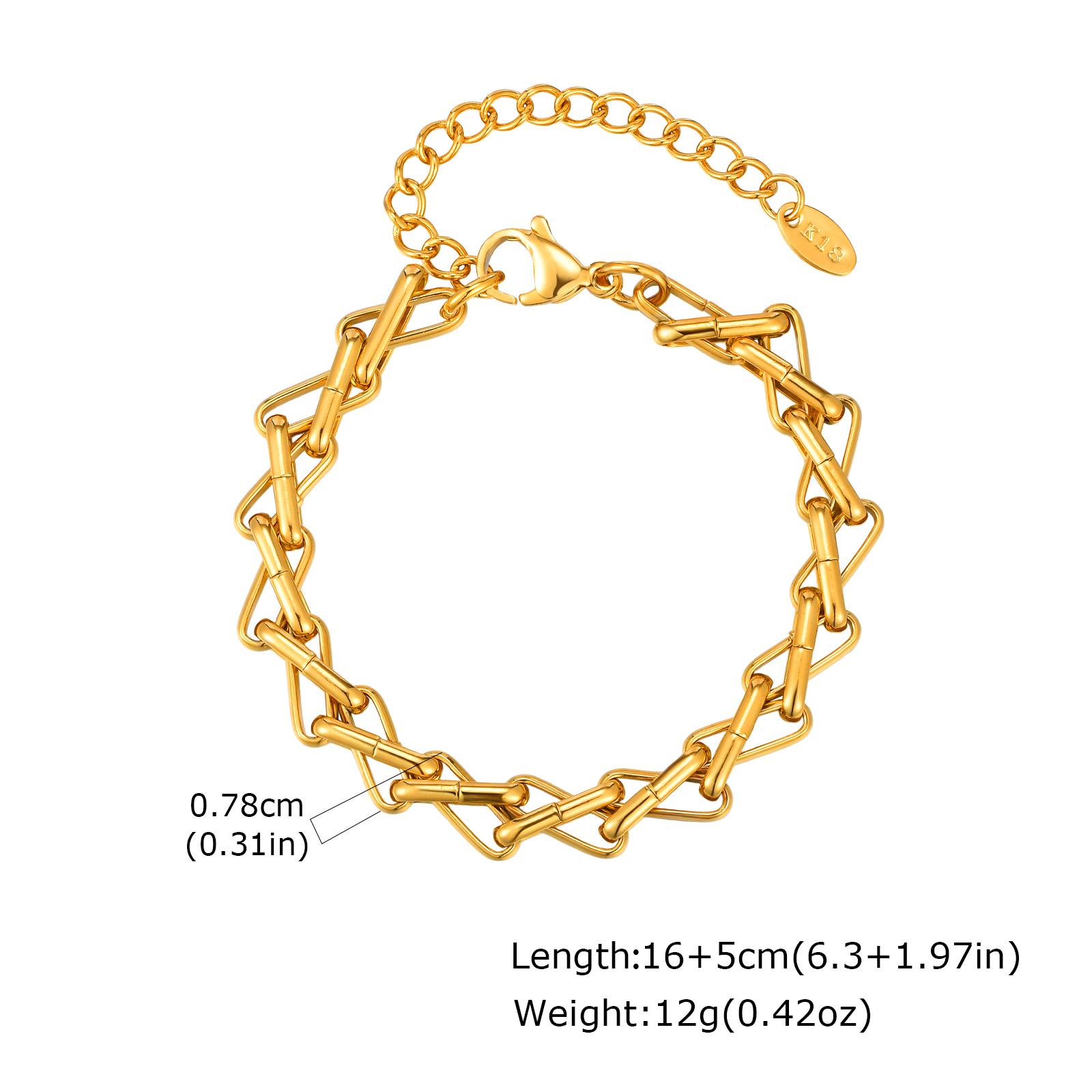 

Chunky Stainless Steel Chain Bracelet For Women, Gold Plated Stackable Link Bracelet Wristband, Waterproof Jewelry