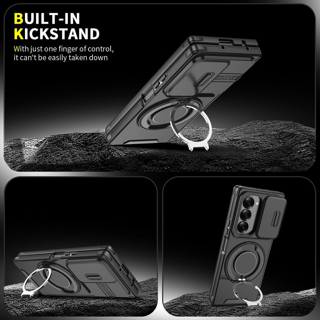 Phone Case for Samsung Galaxy Z Fold 7 5G Fold6 Fold 6 Fold7 Zfold7 Zfold6 Kickstand Magnetic Camera Lens Cover