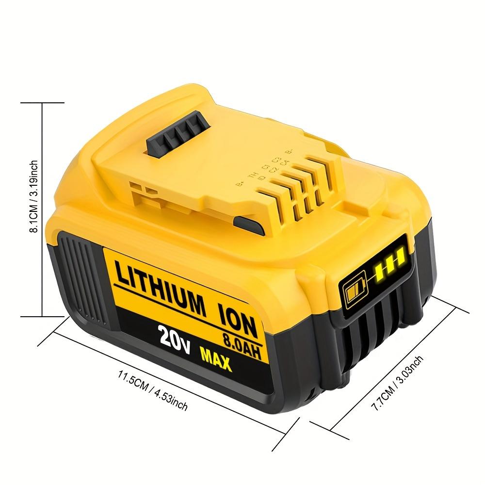 2-piece Set of 8.0Ah 20V Battery, 20V Battery Max Lithium-ion 8Ah Compatible with Dewalt Battery DCB200, DCB205 DCB206 DCB204 and Other Series