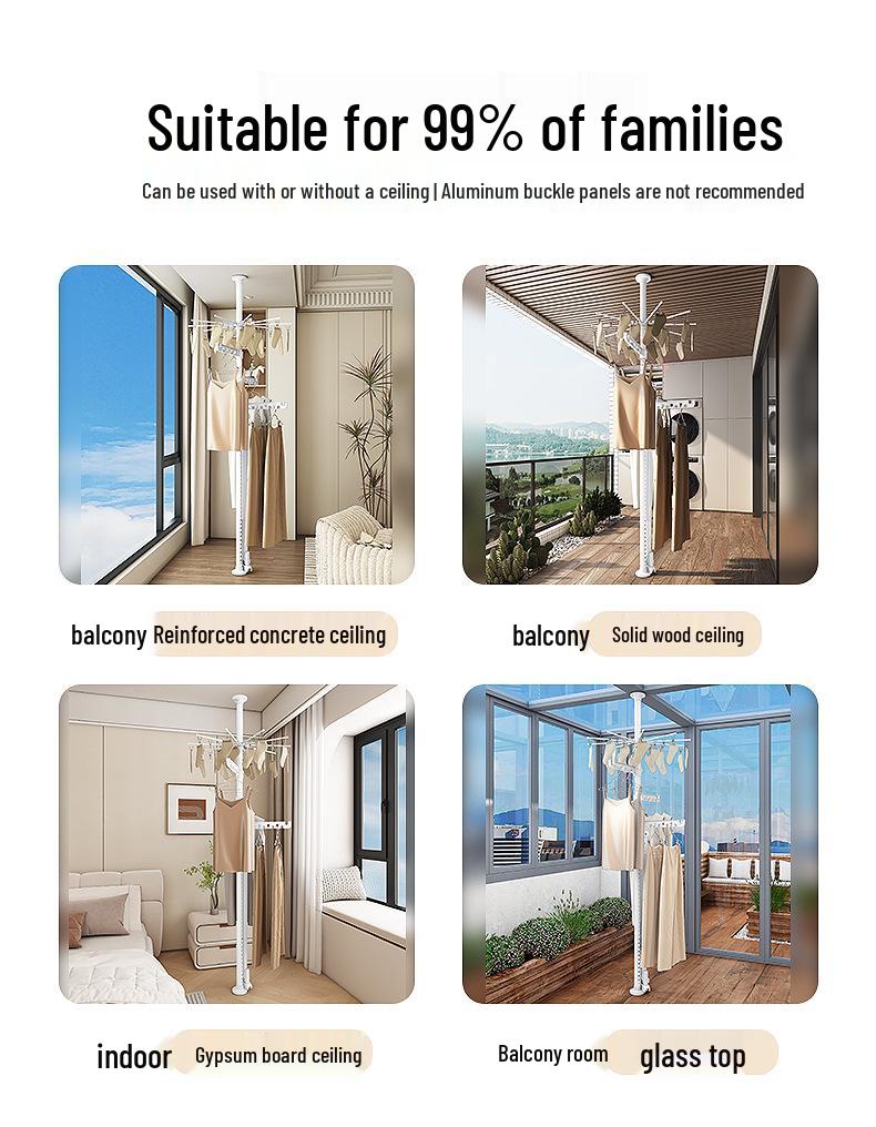 Adjustable No-Drill Floor-to-Ceiling Clothes Rack & Hanger