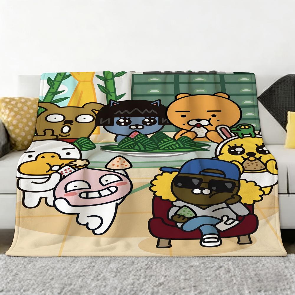 Animation K-Kakao F-Friends Throw Soft Cozy Flannel Throw Blanket for Sofa Bedroom and More 75x90cm