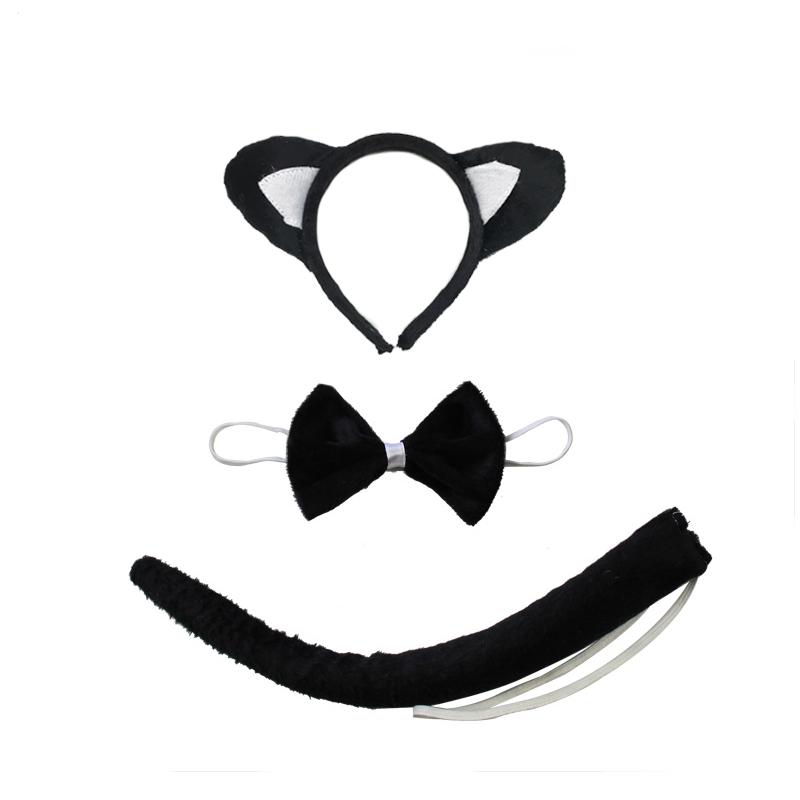 Accessoires de Fête pour Enfants Bandeau Oreilles de Chat Noir Fille Jupe Tutu Queue Gants Ensemble Halloween Carnaval Cadeau d'Anniversaire Déguisement Cosplay for kids