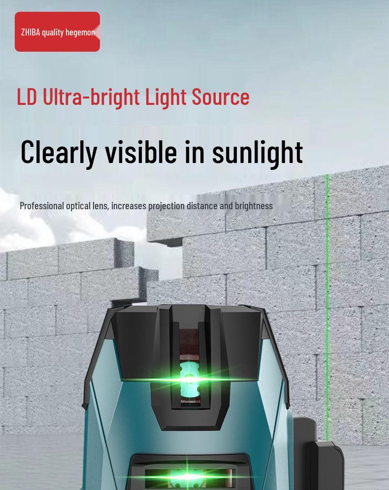 High-Precision Outdoor Green Laser Level - 2, 3, or 5 Lines with Infrared Automatic Leveling