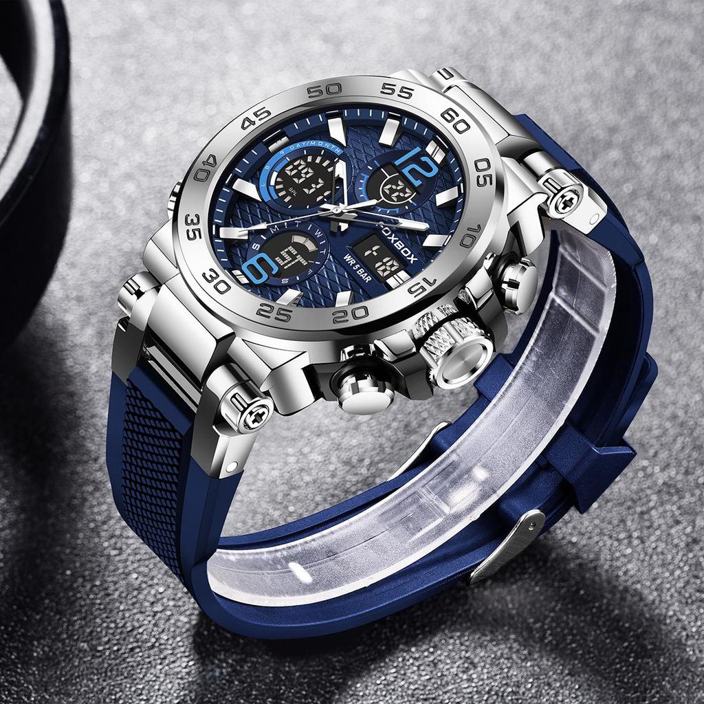 FOXBOX Multifunctional Sports Watch: Waterproof, Luminous, Dual Display.