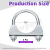 Swpeet 2Pcs Galvanized 2" - 50Mm Exhaust U Clamp Kit, Galvanized Muffler U-Bolt Clamps, Universal Heavy Duty U-Bolt Muffler Clamp Ideal For Tip Pipes