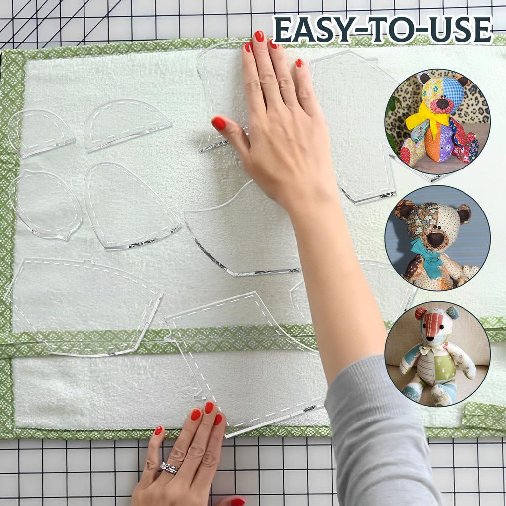 10Pc Memory Bear Template Ruler Set 10/12/15In Acrylic Memory Bear Pattern Template Sewing Template Bear Quilting Template Ruler