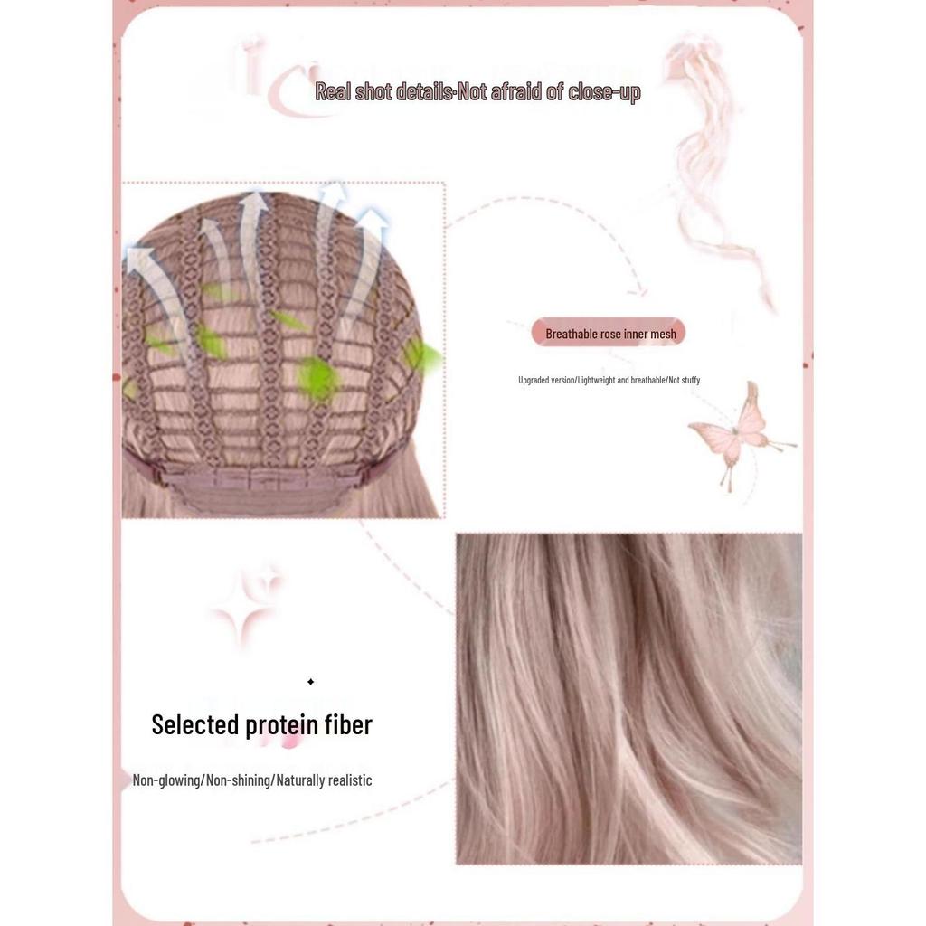 Women's Full Head Long Curly Wig - Mist Pink Lolita Cosplay, Energetic Double Ponytails, Soft & Cute for Fashionable Daily Wear