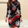 Christmas Party Women Dress Fashion Christmas Printed Autumn Winter Long Sleeve Elegant Women's Bodycon Mini Dress