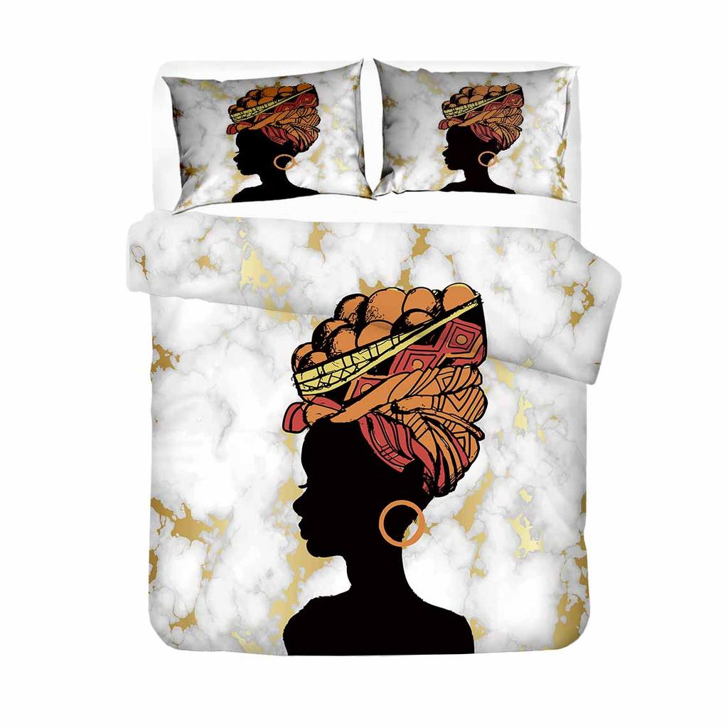 Comforter Fashion Girls Beddings Adults Bedroom Comforter Set Twin Size135X200 Single Bedclothes African Girl Bad Set