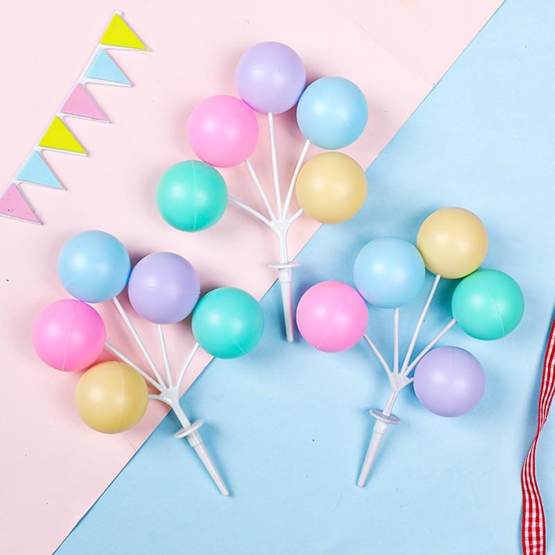 Colorful Retro Balloon Cake Topper - Large Round Balls for Birthday Dessert Table Decoration