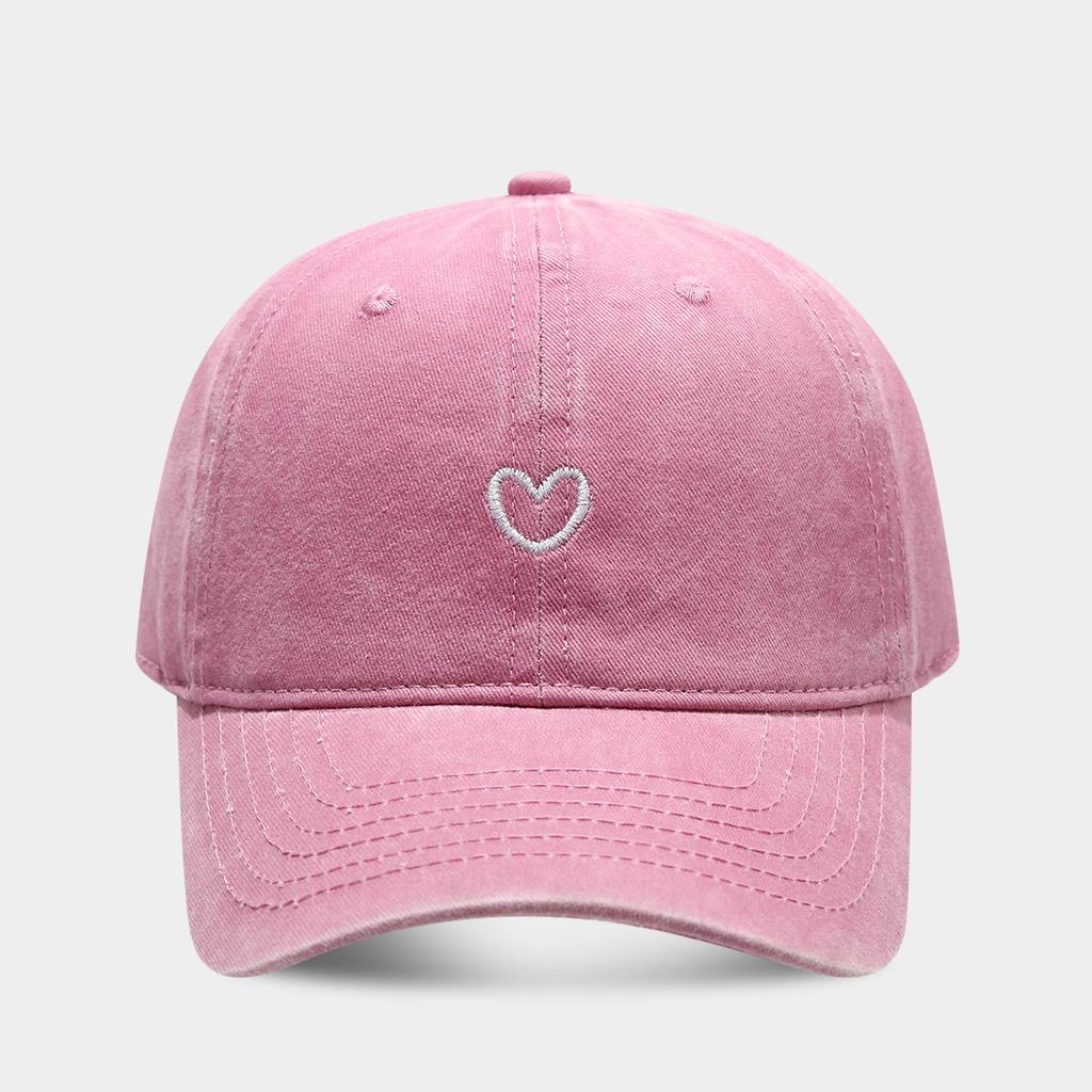 Literary and retro small love embroidery soft top fashion cap women's summer outdoor simple washed baseball cap men's autumn