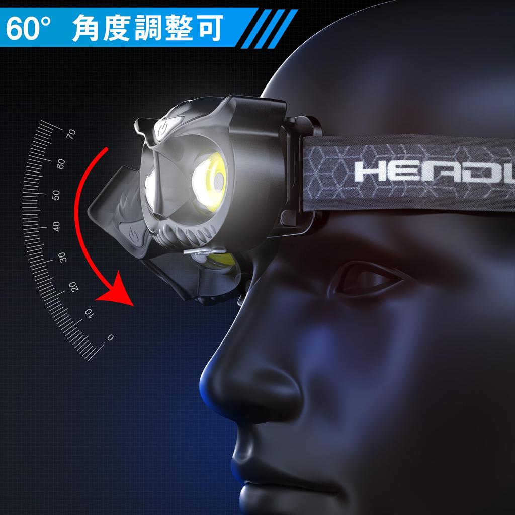 Skylla LED USB Neue Helle LED Outdoor Stirnlampe mit Einstellbarem Lichtstrahl 10 Stunden Kontinuierliche Stirnlampe mit Batteriestandsanzeige Wasserdicht und Ideal für die Nacht